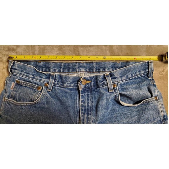 Carhartt Denim Distressed Blue Jeans Men's 38x32 B180 DST Traditional Fit - Picture 6 of 7